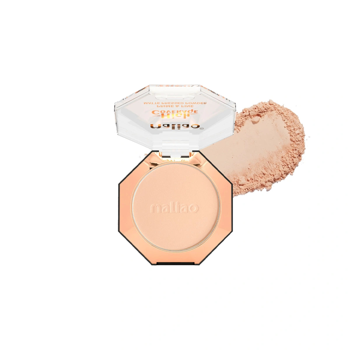 Maliao High Coverage Prime & Fine Matte Pressed Powder - Long-Lasting Compact Powder for Flawless Skin